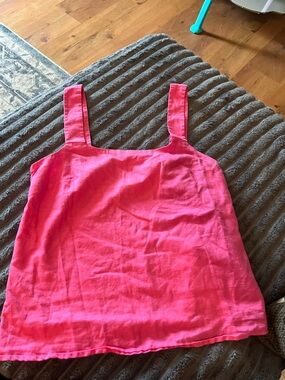 J. Crew Hot Pink Linen & Cotton Tank Top